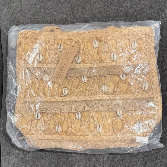 Salt + Umber Isla Jute Seashell Fringe‎ Tote Bag New - Picture 11 of 15
